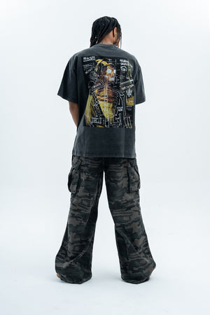 Mona Lisa t-shirt graffiti tee creepy top grunge jumper in grey