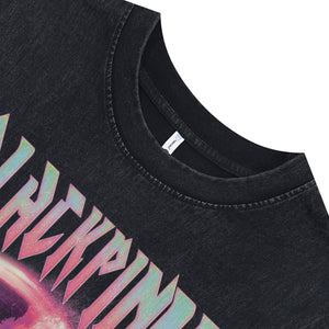 Blackpink sleeveless t-shirt vintage band vest retro tank top in acid wash black