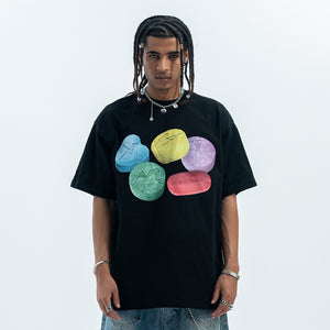 Psychedelic t-shirt graffiti top raver tee grunge jumper in white