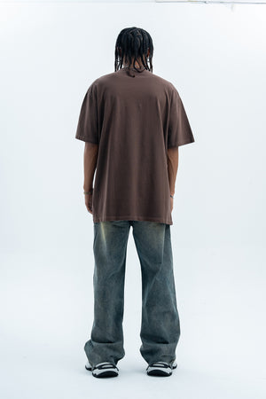 Psychedelic t-shirt Aura top Angel print tee in Brown