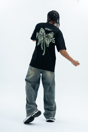 Money print t-shirt dollar sign tee hip-hop top rapper jumper black