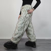 Faux Fur Joggers White Oil Wash, Shaggy Statement Pants, Unisex Luxe Grunge Bottoms, Raver Festival Trousers
