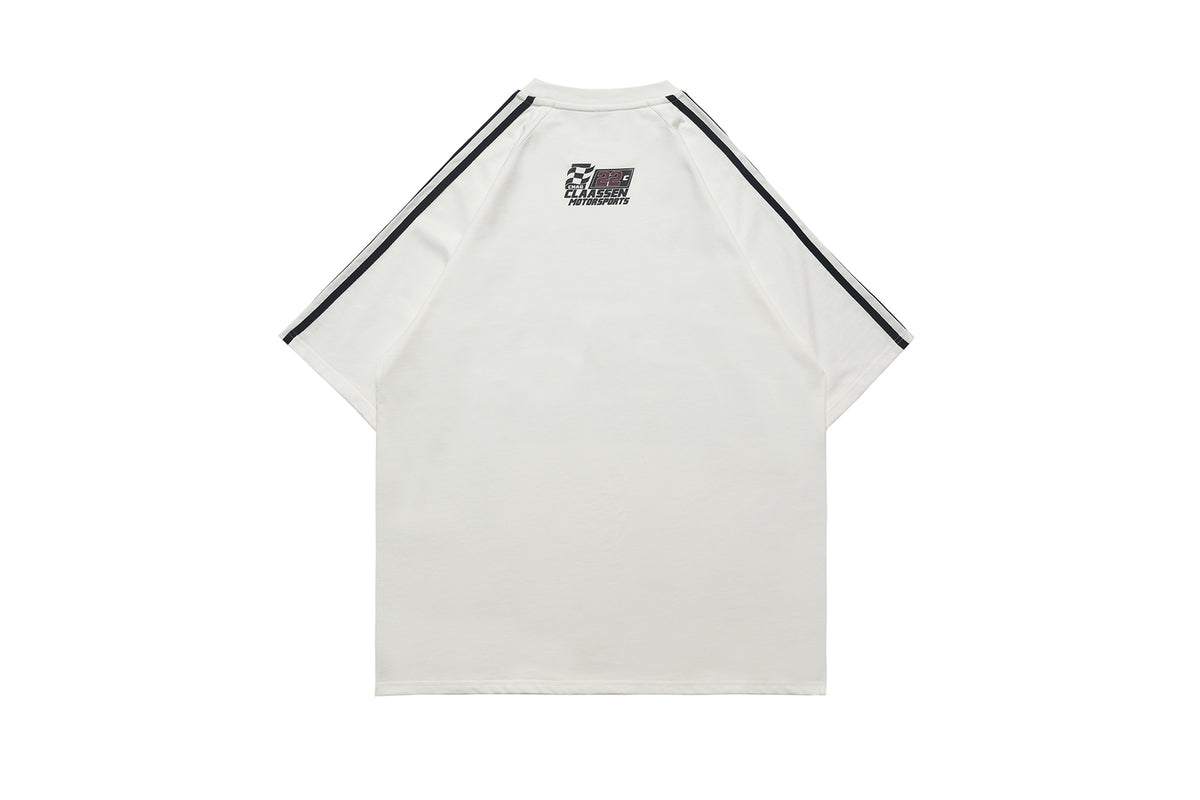 Racing t-shirt 22 number top motorsports tee in white