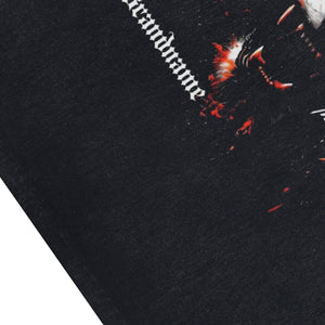 Lion print sleeveless t-shirt animal cartoon surfer vest 90s strenght slogan tank top in acid wash black