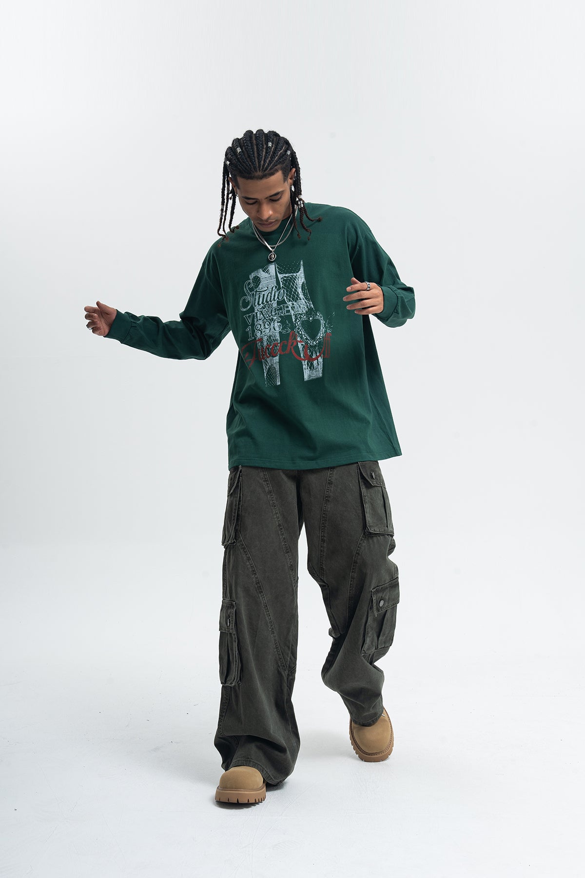 Fuck off slogan jumper pinup girl print top long sleeve retro grunge t-shirt in white