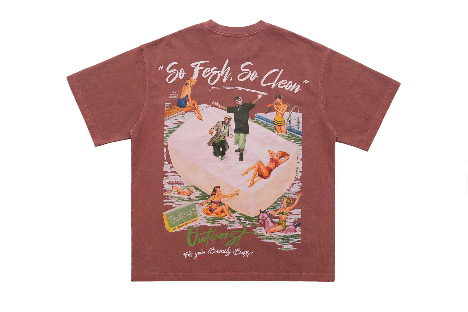 Outcast t-shirt retro hip-hop tee grunge rapper top in Brown