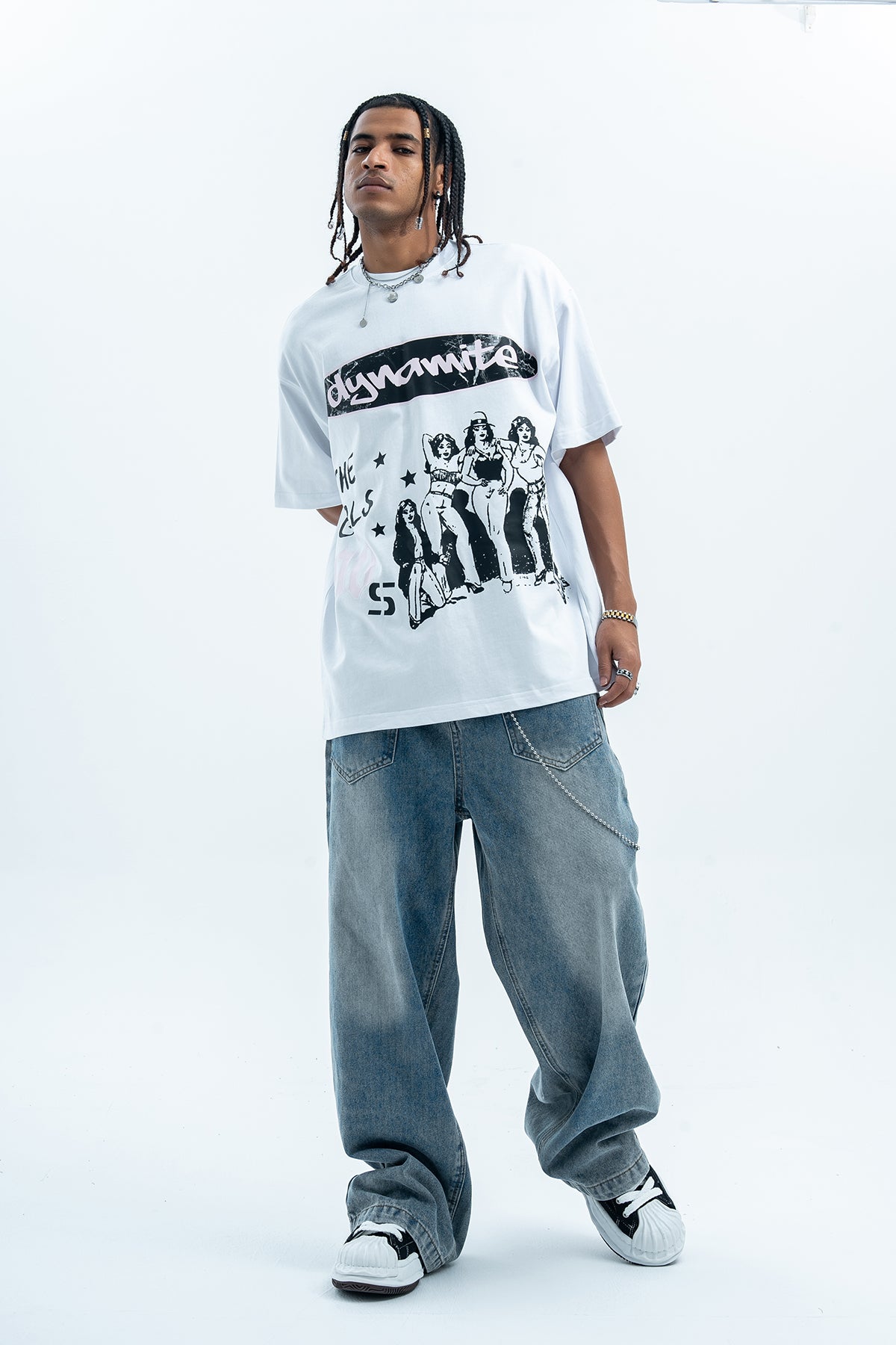 Flame print t-shirt retro cartoon top graffiti tee 90s jumper in black