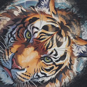 Bengal tiger sleeveless t-shirt animal cartoon surfer vest 90s hip-hop tank top in acid wash black