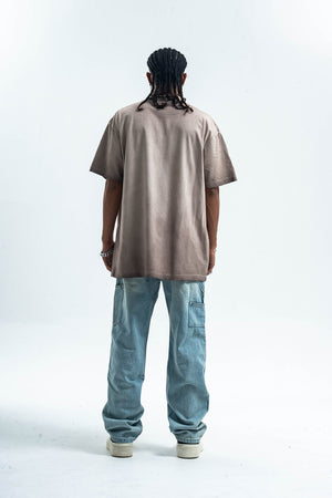 Gothic t-shirt desert monster top creepy print tee in grey