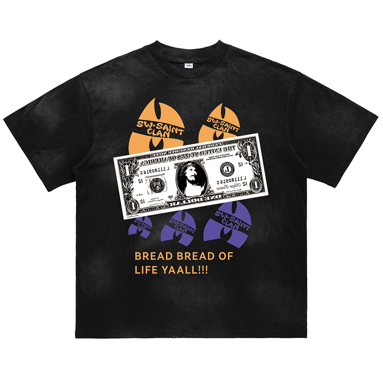 Dollar print t-shirt money top gangster tee in black