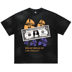 Dollar print t-shirt money top gangster tee in black