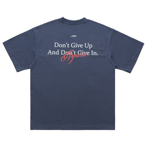 Motivational t-shirt dont give up slogan top retro tee in blue