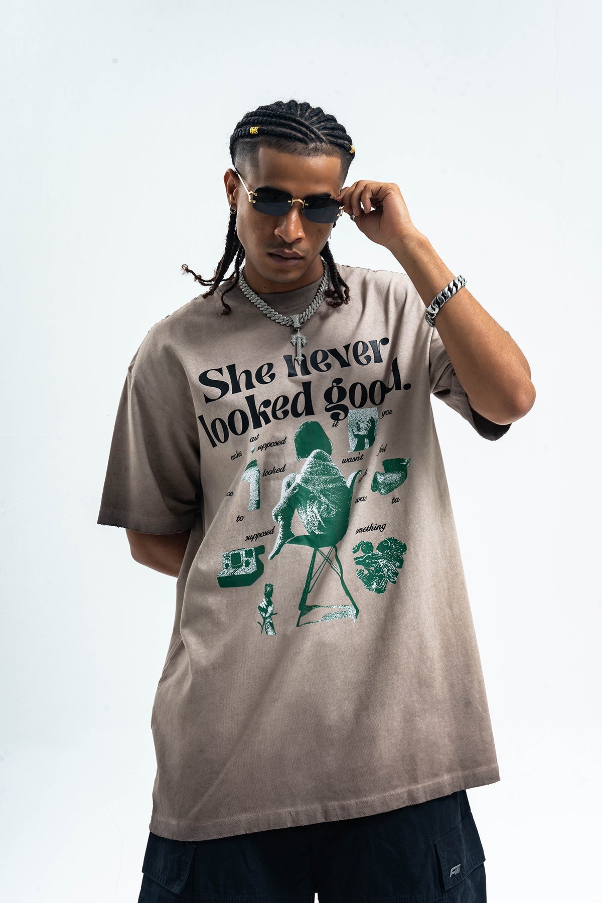 Teenager struggles t-shirt coming out of age top retro poster tee cream