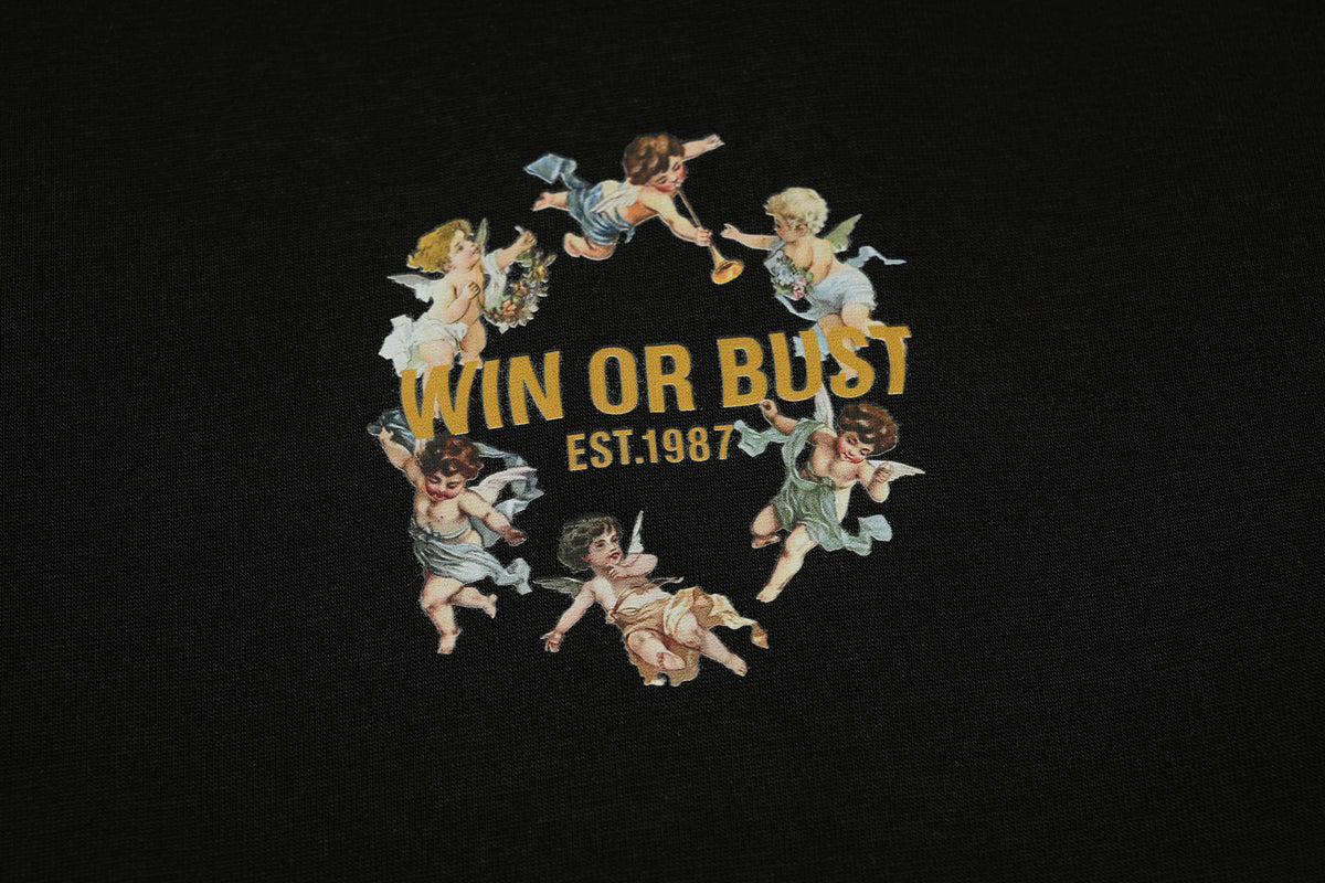 Angels print t-shirt vintage cartoon top retro pattern tee in black