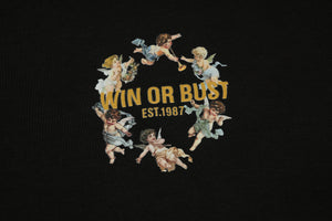 Angels print t-shirt vintage cartoon top retro pattern tee in black