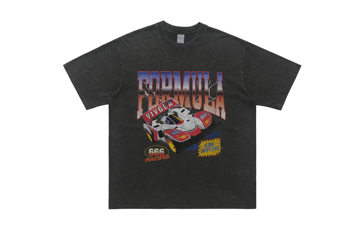 Racing t-shirt f1 top sports car tee grunge motorsports jumper in grey