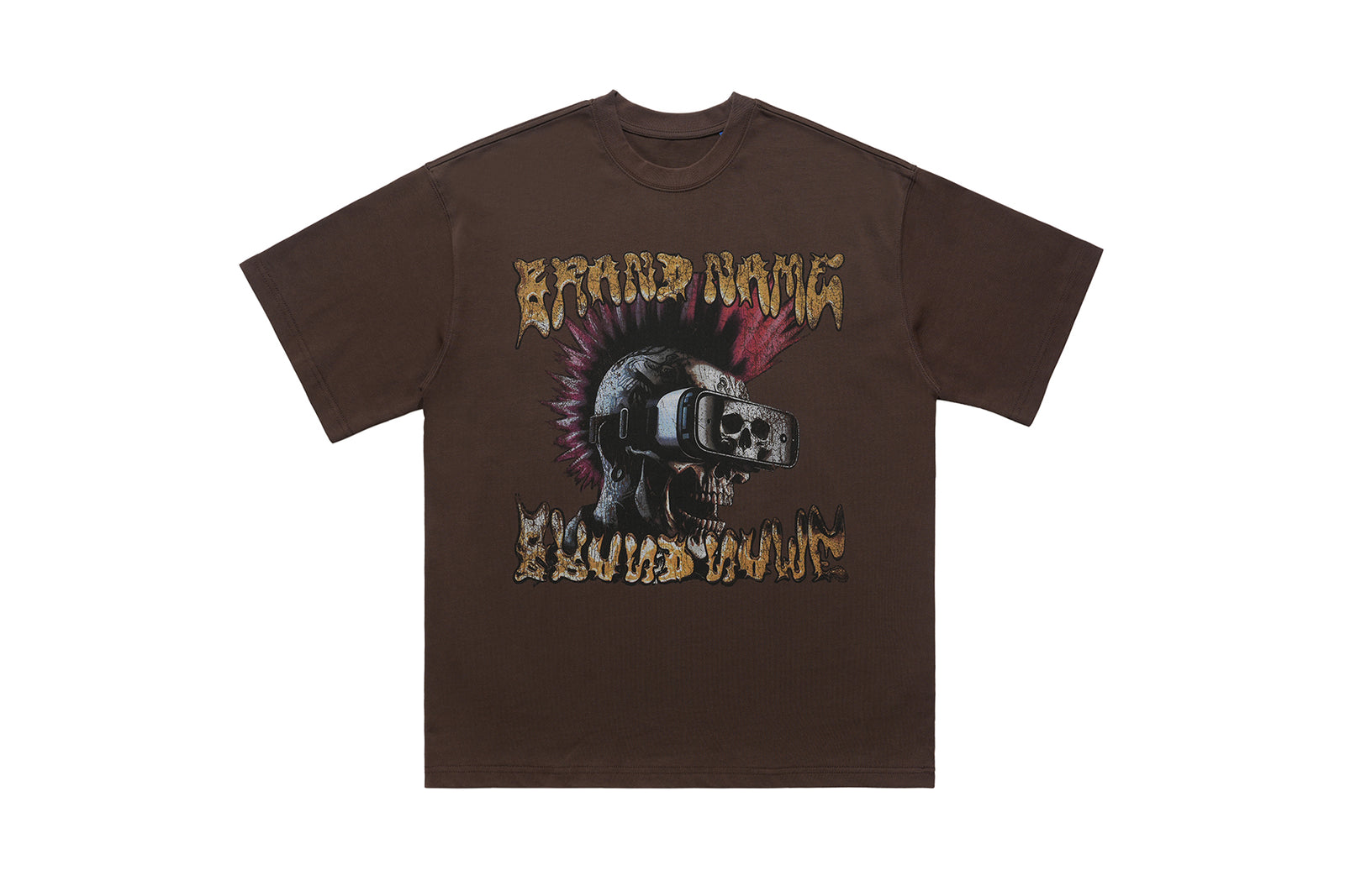 Cyberpunk t-shirt grunge raver tee virtual reality top in brown