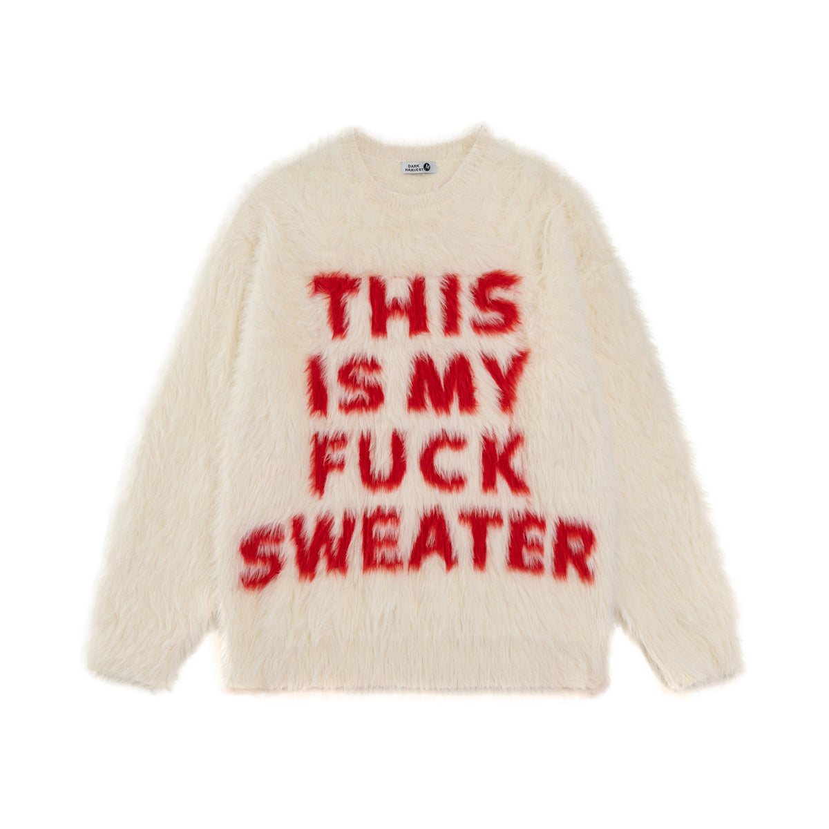 Fuck slogan sweater grunge knitted fluffy 90s inspired jumper blue