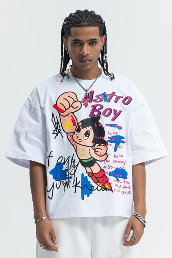 Vintage Astro boy t-shirt retro cartoon top in black