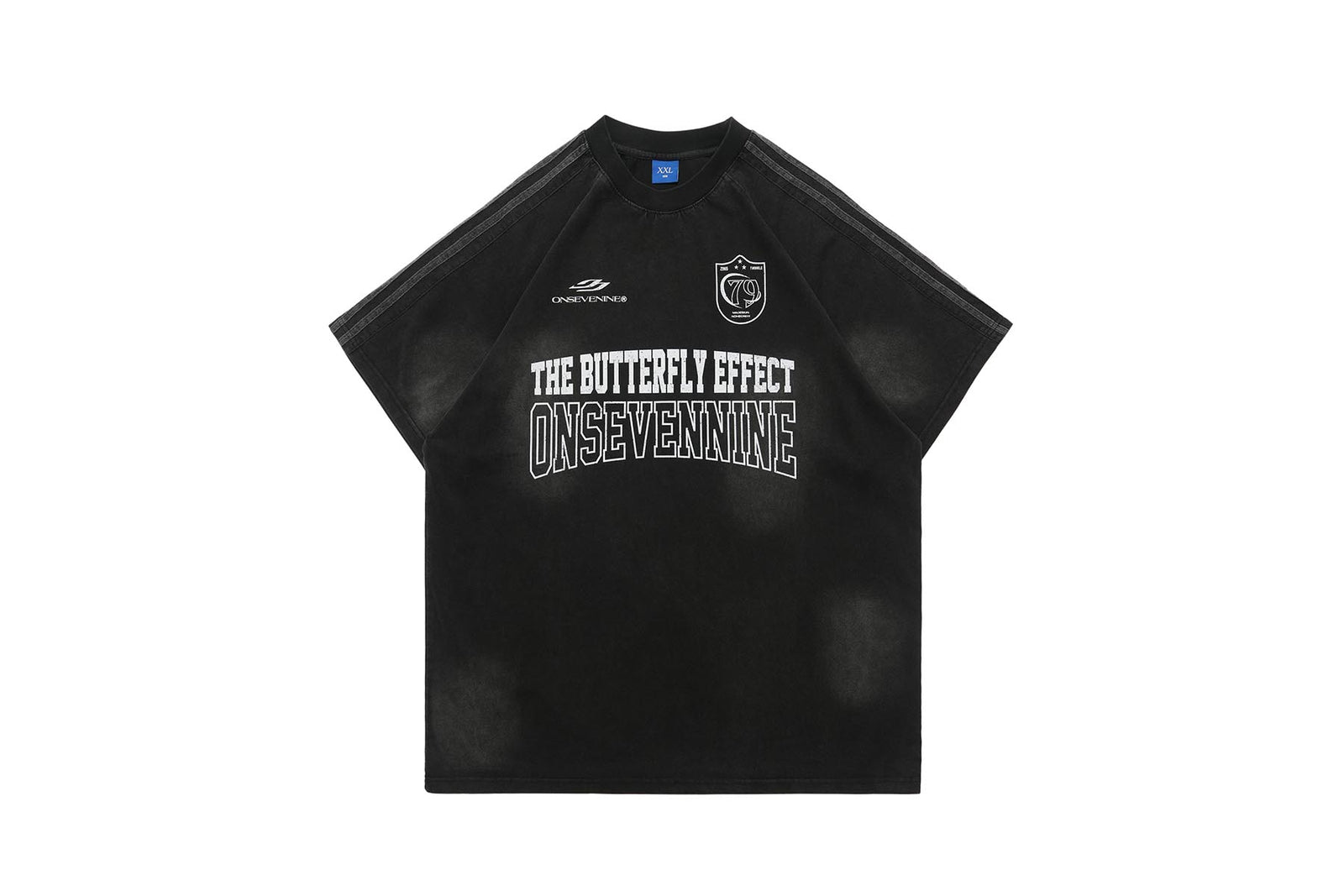 Butterfly effect t-shirt grunge slogan tee racing top in black