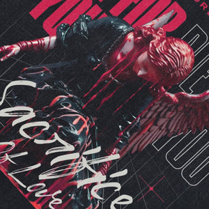 Sacrifice slogan sleeveless t-shirt gothic angel print surfer vest 00s creepy tank top in acid wash black