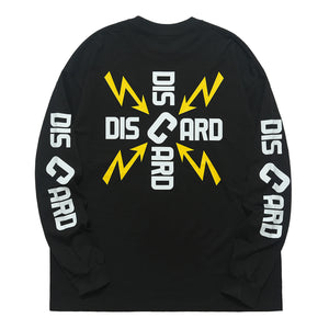 Discard slogan jumper long sleeve grunge t-shirt thunder print top in black