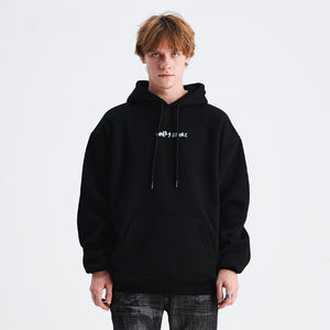 Middle finger print hoodie retro gunge jumper hip-hop pullover balaclava top in black