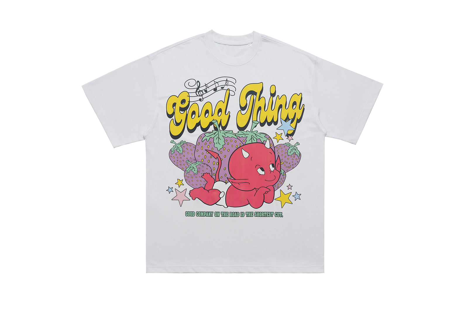 Little devil t-shirt retro devil cartoon top hell print tee in white