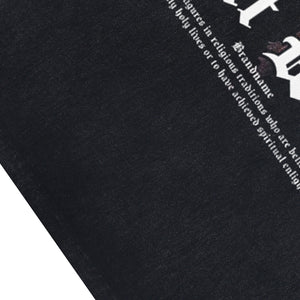 Tattoo print sleeveless t-shirt saint slogan surfer vest 00s hip-hop tank top in acid wash black