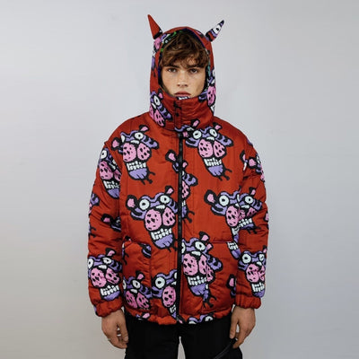 Panther bomber reversible jacket detachable cartoon puffer