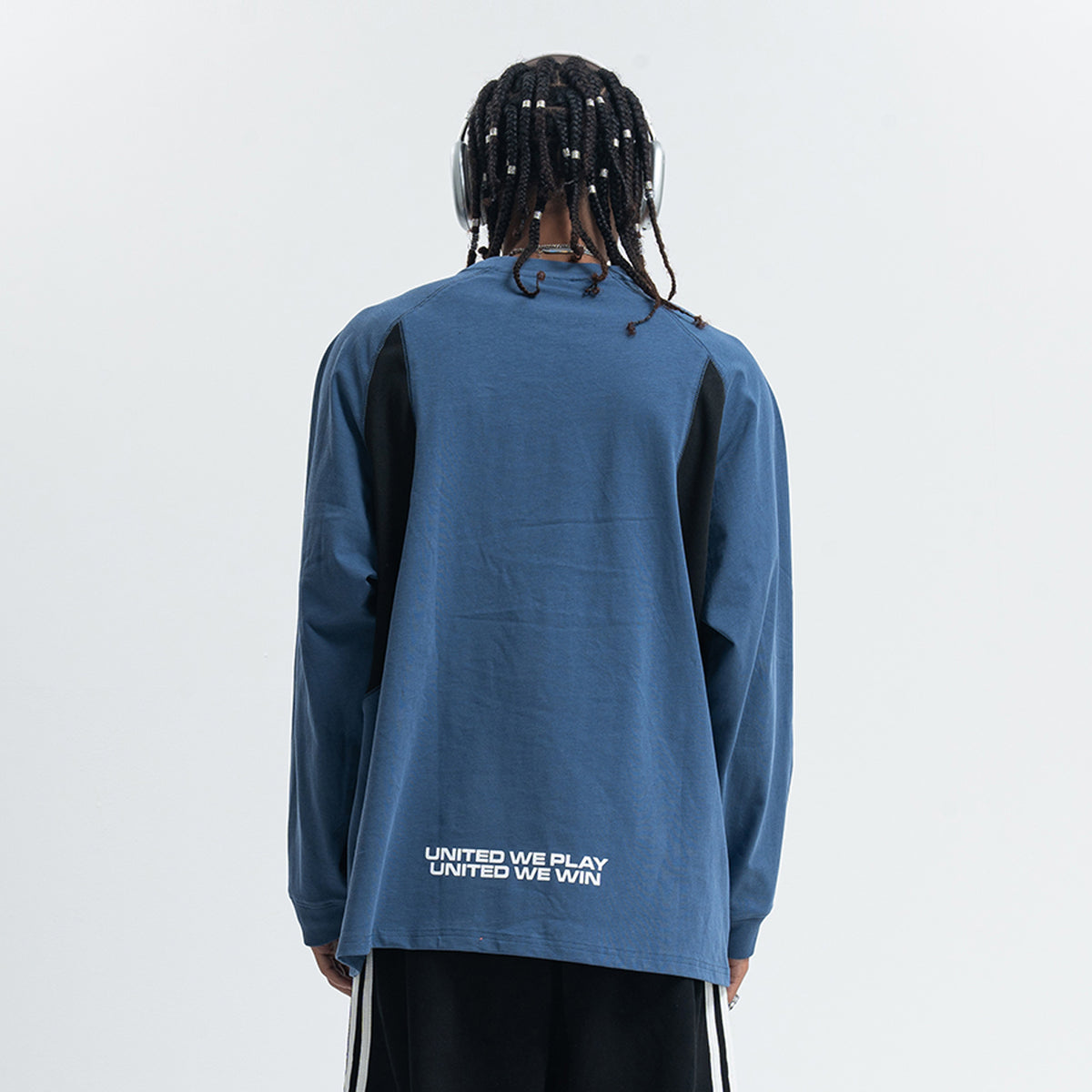 Racing top long sleeve patchwork top motorsports grunge jumper in blue