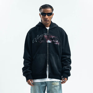 Retro hip-hop hoodie gorpcore pullover grunge rapper jumper gangster top in black