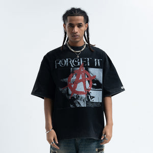 Anarchy t-shirt Punk top pentagram print tee in grey