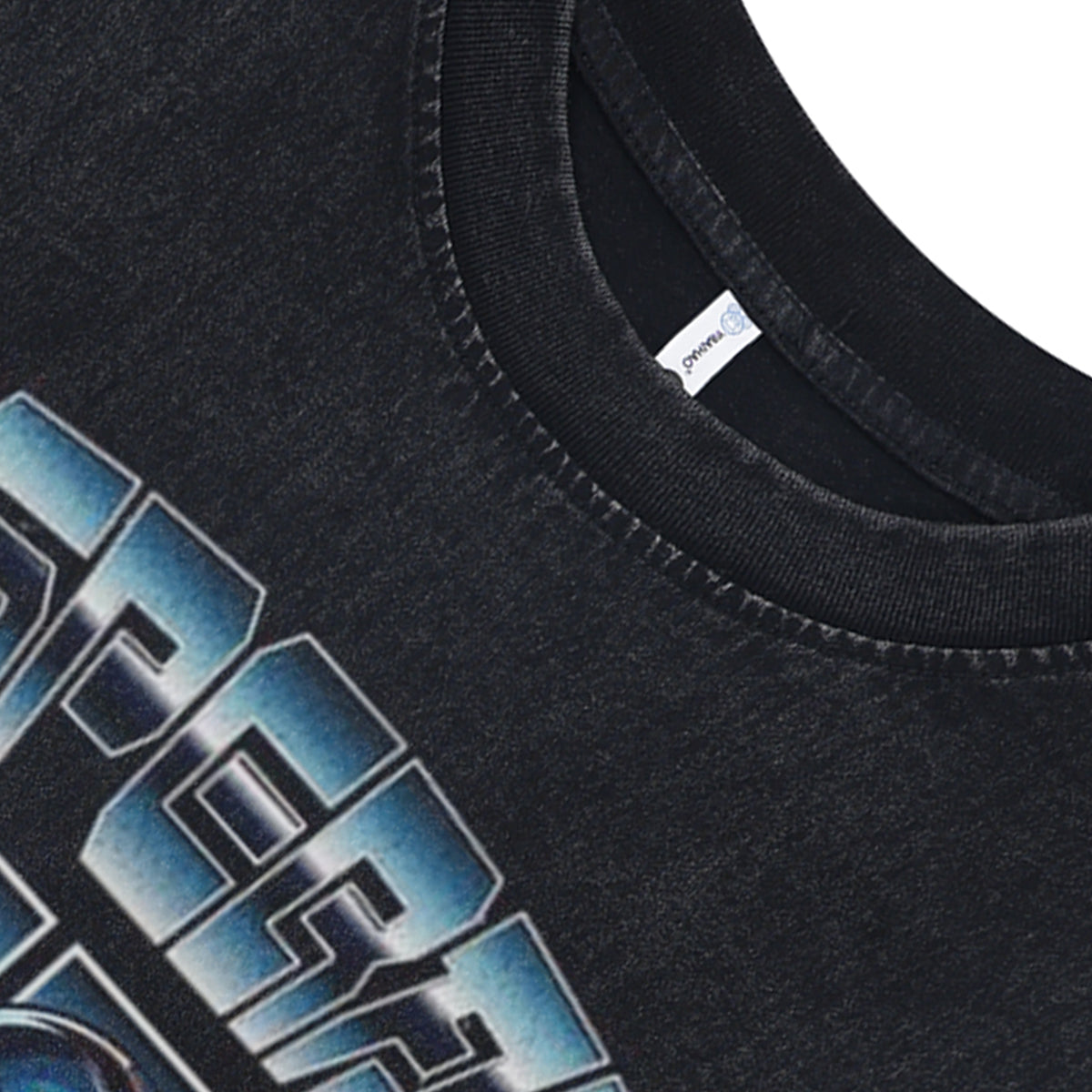 Robot print sleeveless t-shirt cybperpunk cartoon surfer vest retro cartoon slogan tank top in acid wash black