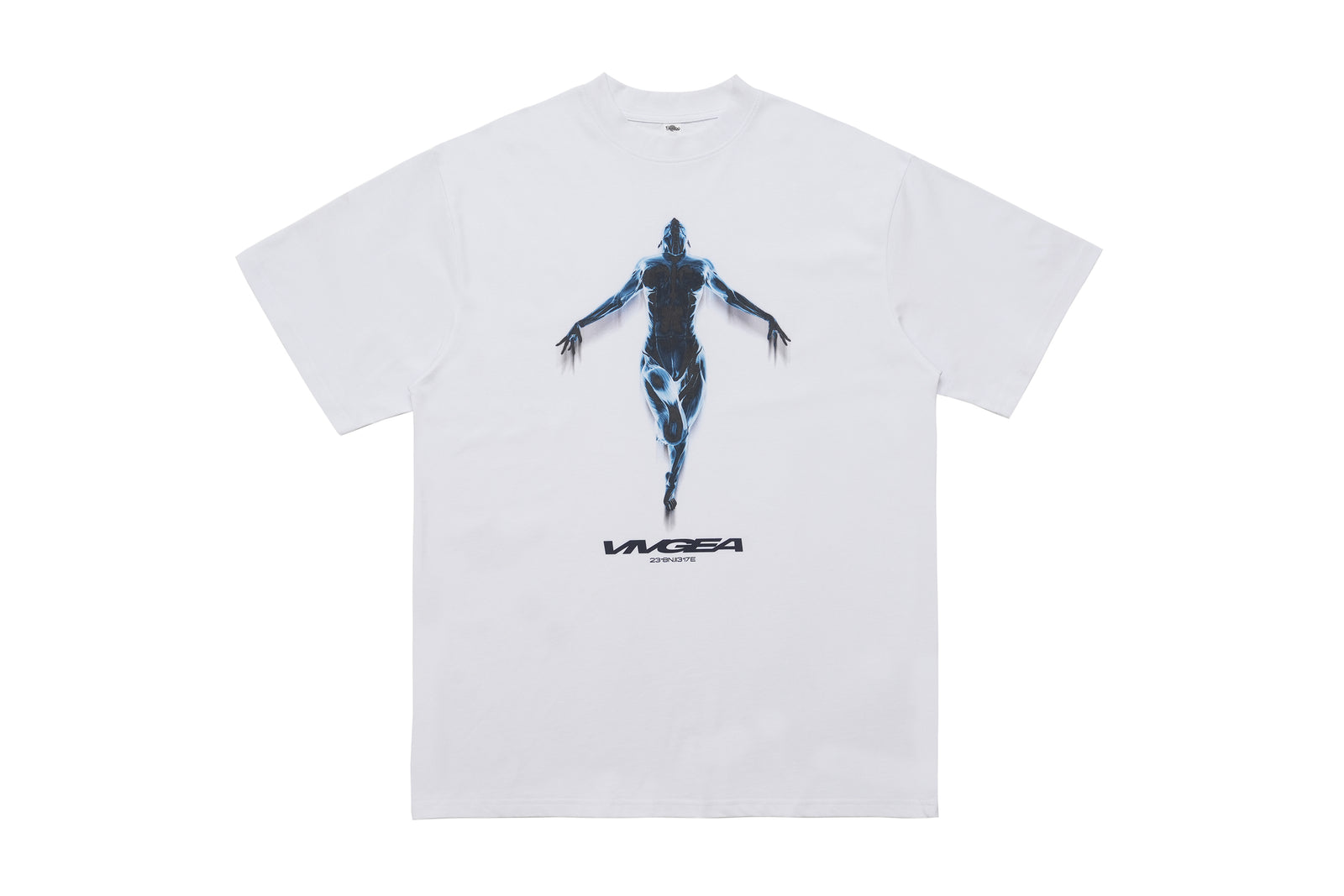 Cyber human t-shirt psychedelic top futuristic tee in white