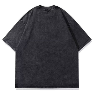 Scream t-shirt scary mask print tee creepy print top in vintage grey