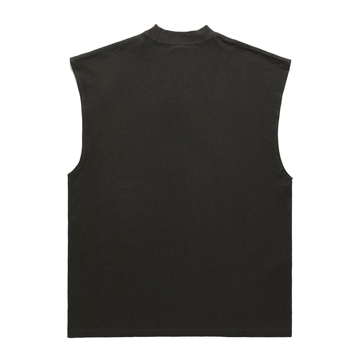 Street cat print sleeveless t-shirt gangster cartoon vest 90s retro poster tank top in acid wash black