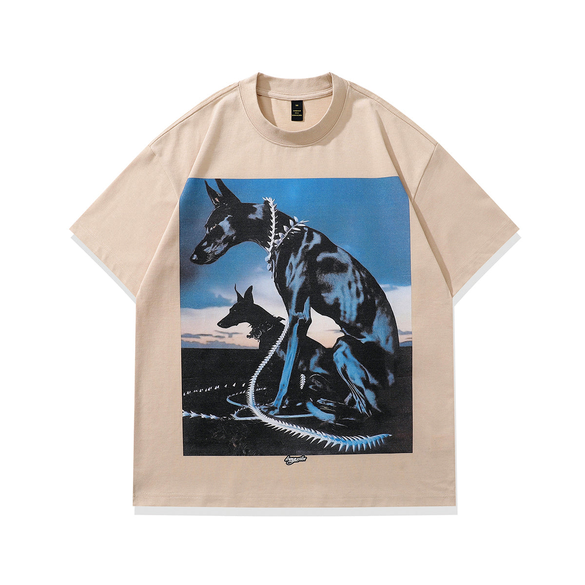 Doberman t-shirt dog print tee pinscher poster top in vintage cream