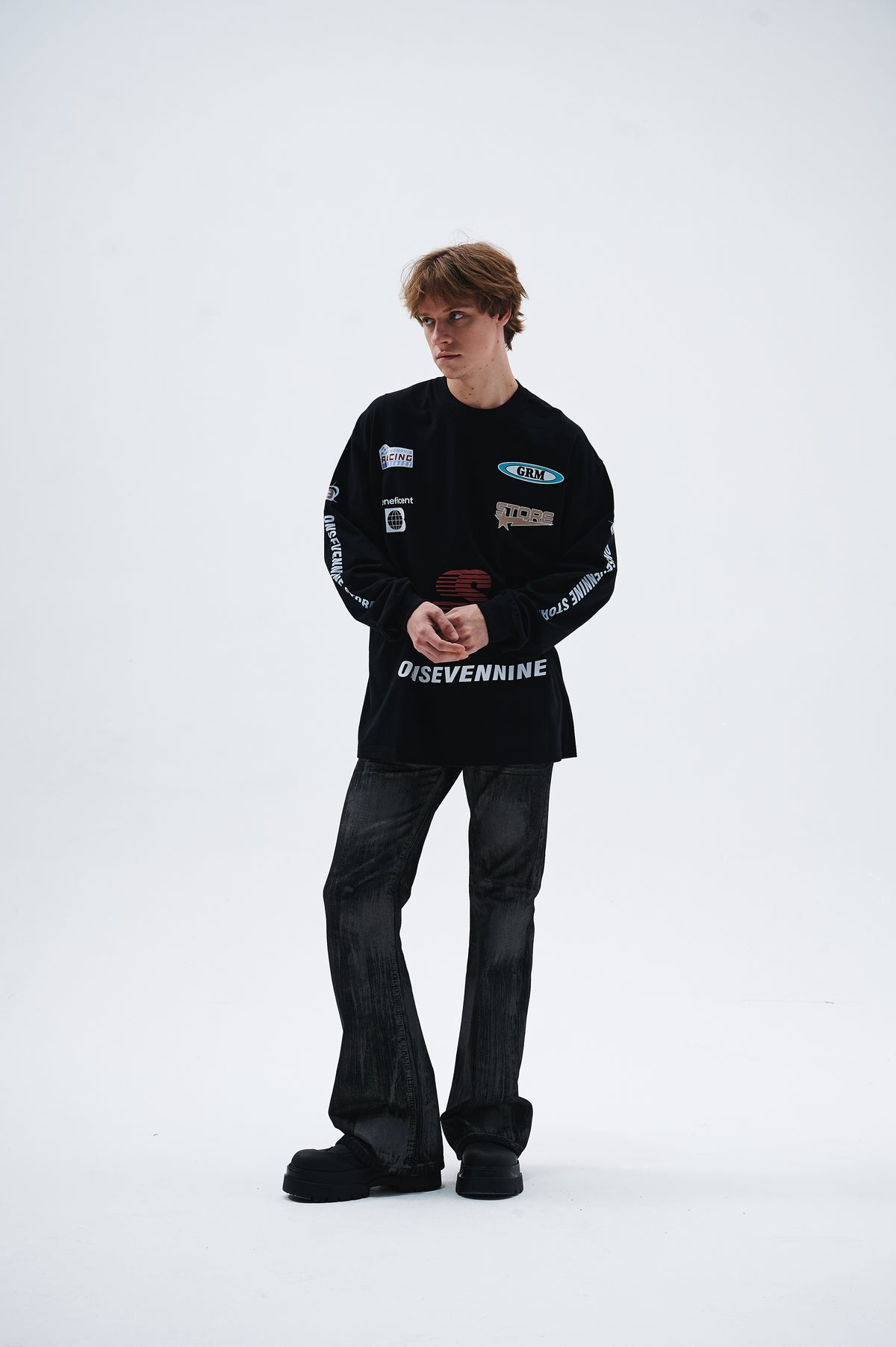 Motorsports jumper long sleeve racing jumper thin sports t-shirt in black
