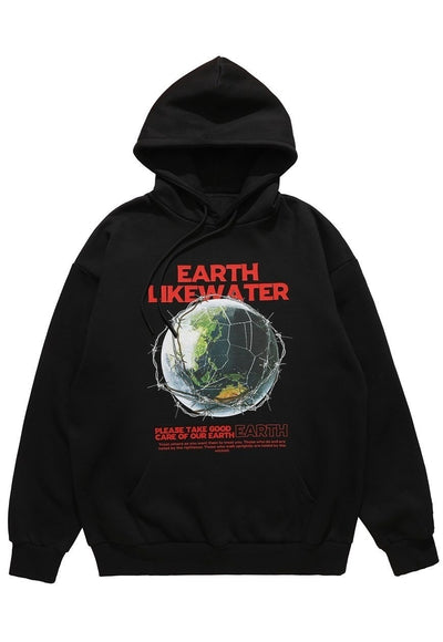 Earth print hoodie abstract pullover premium grunge jumper