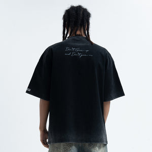 Anarchy t-shirt Punk top pentagram print tee in grey