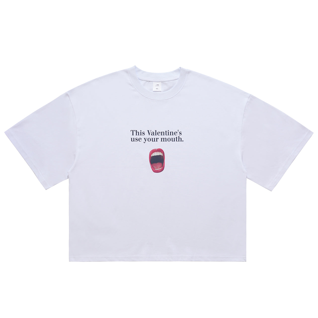 Valentines day t-shirt mouth print top y2k lovers tee in white