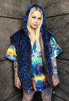 Leopard fleece jacket detachable animal print jacket in blue