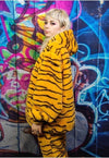 Tiger fleece jacket detachable sleeves zebra jacket orange