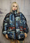 Rave bomber jacket handmade reversible hi-fi techno puffer