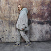 Grey soft fleece jacket handmade detachable fluffy bomber luminous faux fur premium skater coat in light shiny gray