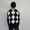 Big check sweater knitted chess jumper chequerboard top SKA knitwear rocker sweatshirt in black and white