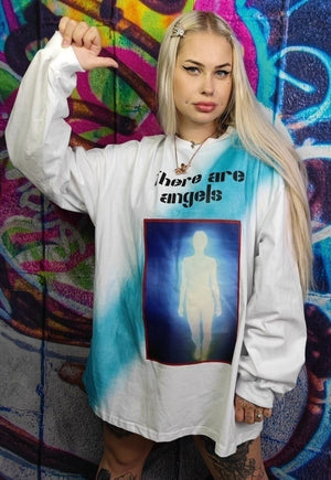 Angel print jumper gradient top tie-dye sweatshirt in white