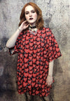 Heart print t-shirt handmade edgy love emoji tee in red