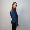 Sequin denim jacket embellished jean bomber going out shredded blazer party coat glam rocker retro jacket shimmer varsity in dark blue